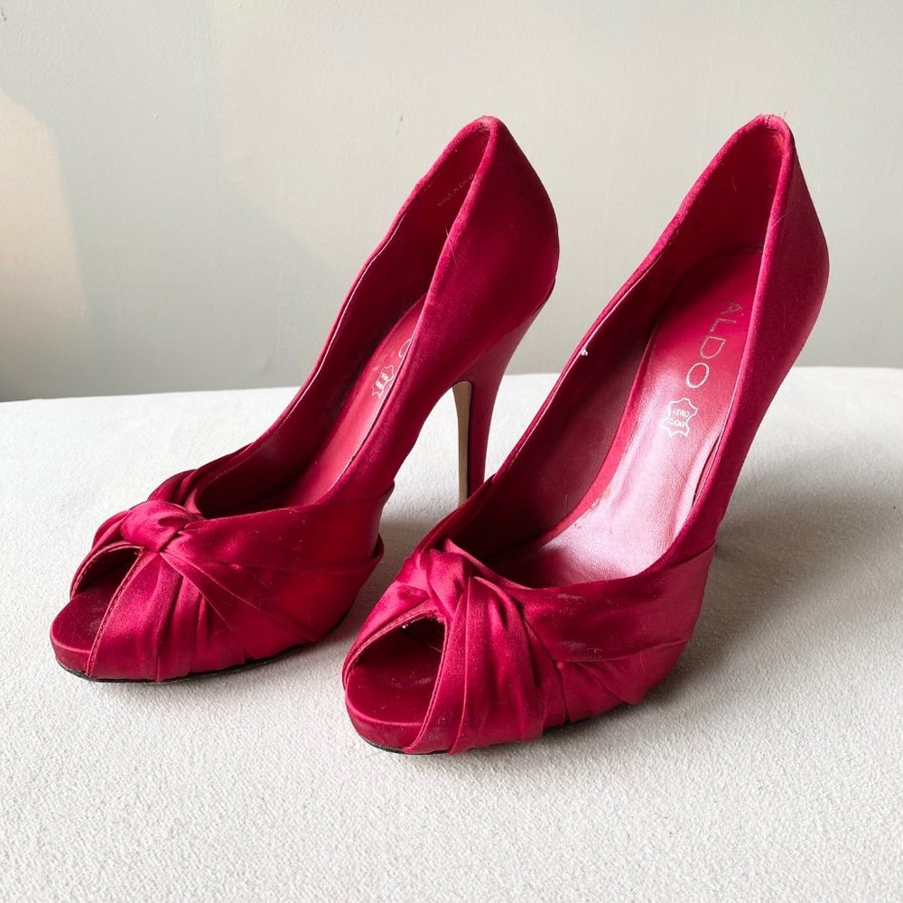 Red Satin Heels